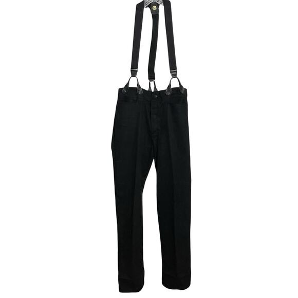Wah Maker Frontier Pants Mens 34 Black Buttonfly Buckle Back Suspenders Western - Picture 1 of 11